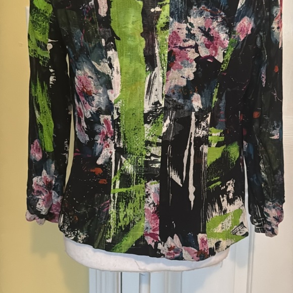 Alberto Makali Multicolor Silk Jacket w/ Mesh Overlay - Picture 7 of 11